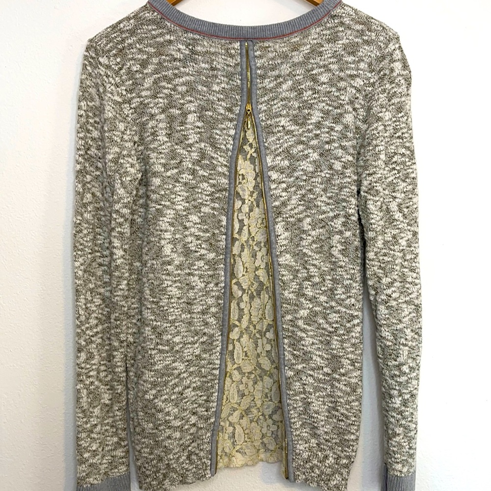 Lace zip back sweater
